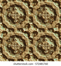 Bronze bas-relief ornament. Colorful seamless texture with shadow. Geometric vector pattern for website, corporate style, party invitation, wallpaper, interior design
