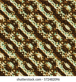 Bronze bas-relief ornament. Colorful seamless texture with shadow. Geometric vector pattern for website, corporate style, party invitation, wallpaper, interior design