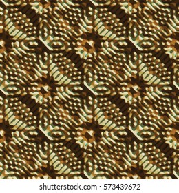 Bronze bas-relief ornament. Colorful seamless texture with shadow. Geometric vector pattern for website, corporate style, party invitation, wallpaper, interior design