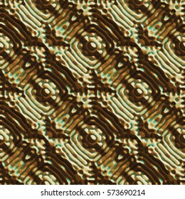 Bronze bas-relief ornament. Colorful seamless texture with shadow. Geometric vector pattern for website, corporate style, party invitation, wallpaper, interior design