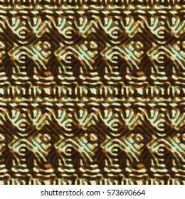 Bronze bas-relief ornament. Colorful seamless texture with shadow. Geometric vector pattern for website, corporate style, party invitation, wallpaper, interior design