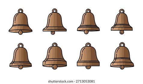 Bronze bells set with transparent background