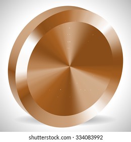 Bronze blank 3d metallic coin with conical / gradient mesh fill