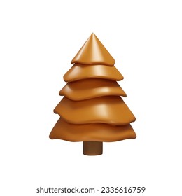 Árbol de Navidad de bronce. El abeto de rencilla 3D es un elemento decorativo para las temporadas de invierno o verano. Planta metálica realista para parque. Ilustración vectorial como símbolo de decoración.