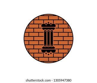 bronze circle bricks pillar logo icon design 2