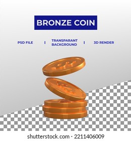Bronze Coin in 3d render with float concepts