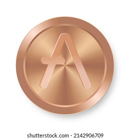 Moneda de bronce de Aave Concepto de criptodivisa de Internet