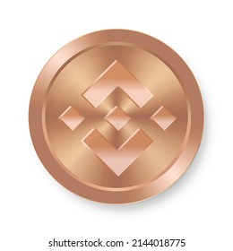 Bronze coin of Binance Concept of internet web cryptocurrency