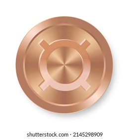 Moneda de bronce de símbolo de moneda genérica Concepto de moneda de Internet