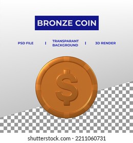 Bronze-Münze in3d Rendering mit Draufsicht