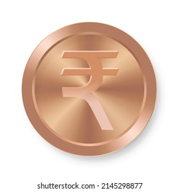 Bronze coin of Indian rupee Concept of internet currency