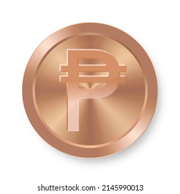 Bronze coin of Peso Concept of internet web currency