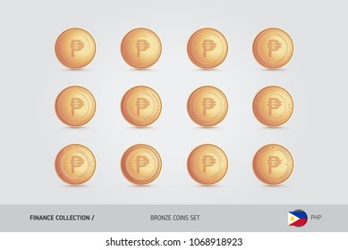 Bronze coin. Realistic bronze Philippine Peso coin. Isolated object on background. Finance concept for websites, web design, mobile app, infographics.