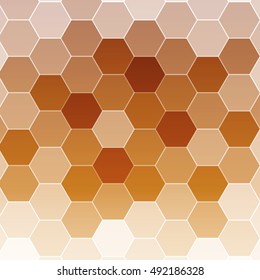 bronze color gradient background with a hexagonal pattern. vector illustration. square. for the design, printing, presentations