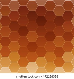 bronze color gradient background with a hexagonal pattern. vector illustration. square. for the design, printing, presentations