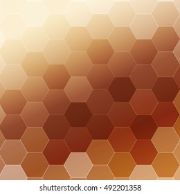 bronze color gradient background with a hexagonal pattern. vector illustration. square. for the design, printing, presentations
