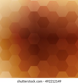 bronze color gradient background with a hexagonal pattern. vector illustration. square. for the design, printing, presentations