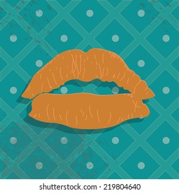 Bronze  color of the lips in a retro style