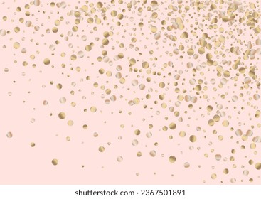 Bronze Confetti Festive Pink Background. Rich Sequin Texture. Gold Circle Light Card. Sparkle Happy Postcard.