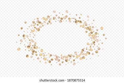 Bronze Confetti Vector Transparent Background. Shiny Dot Postcard. Yellow Round Art Design. Glow Happy Wallpaper.