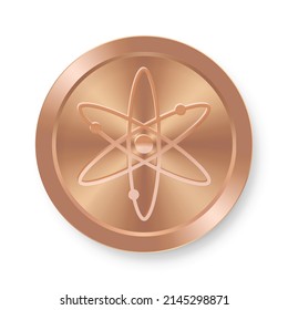 Moneda de bronce Cosmos Concepto de criptografía de Internet