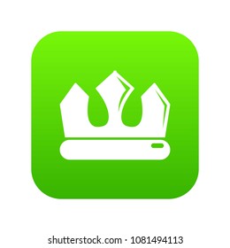 Bronze crown icon green vector isolated on white background