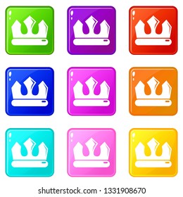 Bronze crown icons set 9 color collection isolated on white for any design