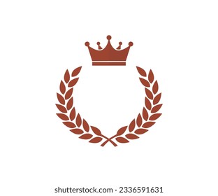 Bronze crown laurel wreath winner frame logo design. Bronze laurel wreath isolated on white background. Trophy, award, champion concept vector design and illustration.