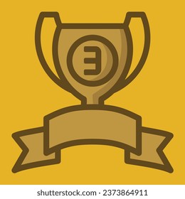 Bronze cup icon or logo illustration filled outline color style, Trophy icons color style vector.