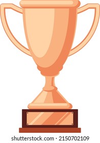 Bronze-Tasse. Preis am dritten Platz. Goblet auf einem Holzständer.