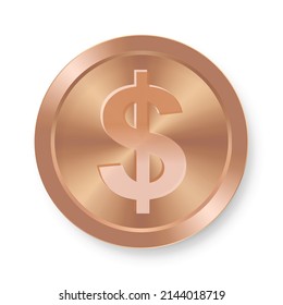 Bronze dollar coin Concept of web internet currency