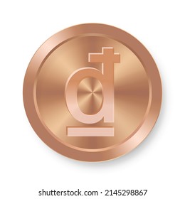 Moneda de Bronze Dong Concepto de moneda de Internet