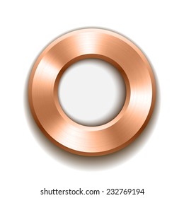 bronze donut button template with metal texture. Vector illustration.