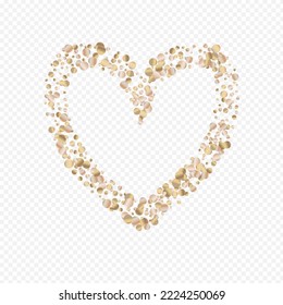 Bronze Dot Rich Transparent Background. Effect Circle Banner. Golden Dust Christmas Invitation. Round Happy Background.