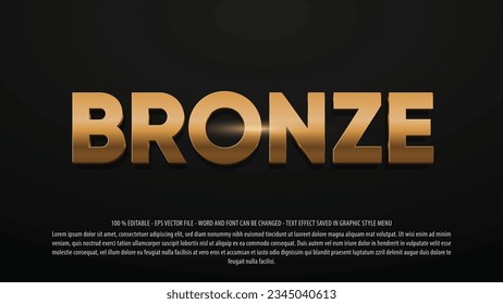 Bronze editable text effect with 3d style use for logo and business brand