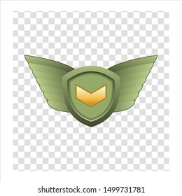 Bronze emblem with wings icon vector for GUI.