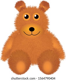 Bronze fluffy teddy bear character isolated on white background