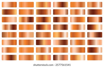 Bronze glossy gradient metal foil texture color swatch set collection of high quality vector