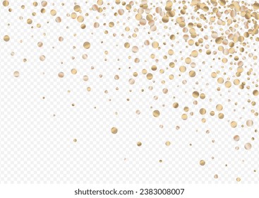 Bronze Glow Shiny Transparent Background. Anniversary Sparkle Illustration. Yellow Splash Happy Backdrop. Rain Paper Design.