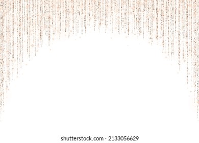 Bronze gold round arch decoration glitter garland on white background. Vector
