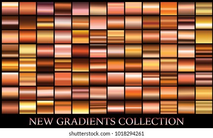 Bronze gradient set background vector icon texture metallic illustration for frame, ribbon, banner, coin and label. Realistic abstract golden design seamless pattern. Elegant and shine template