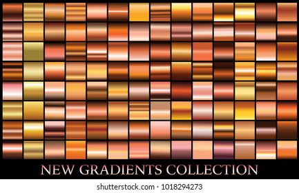 Bronze gradient set background vector icon texture metallic illustration for frame, ribbon, banner, coin and label. Realistic abstract golden design seamless pattern. Elegant and shine template