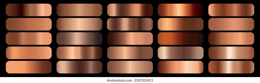 Bronze gradients set. Metallic bronze gradients. Elegant bronze gradients collection.