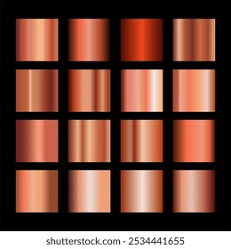 Bronze gradients set. Metallic bronze gradients. Elegant bronze gradients collection.