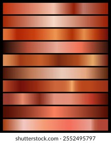 Bronze gradients set. Metallic bronze gradients. Elegant bronze gradients collection..