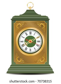 bronze and green old antique clock, vector