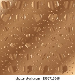 bronze halftone gradient background with metal reflecting hearts