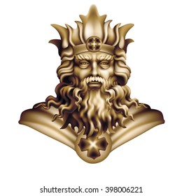 The bronze head of an ancient monarch on a white background / Staining - on a separate layer, color and (or) the blending mode can be changed