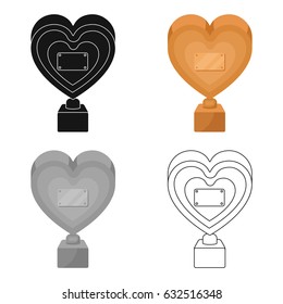 Bronze heart in the form of awards.The audience award for best film. Movie awards single icon in cartoon style vector symbol stock illustration.