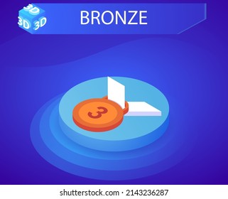 Icono de diseño isométrico de bronce. Ilustración web de vectores. 3.ª colorida concepción